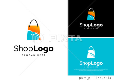 Shopping bag icon logo design concept business marketing retail shop logo, Shopping logo template creative 115423813