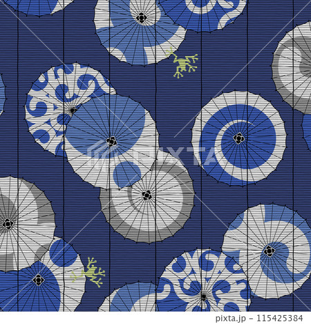 簾と番傘で風流で美しいシームレス和柄, 簾と番傘で風流で美しいシームレス和柄, 115425384