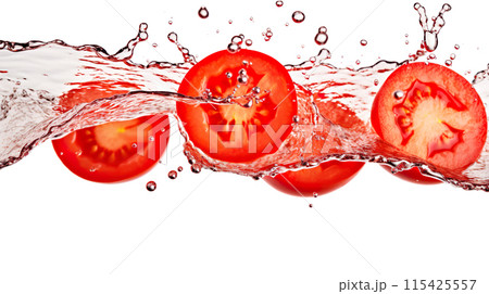トマトと水のスプラッシュの背景 115425557