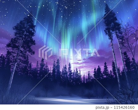 オーロラの見える景色 AI画像 オーロラの見える景色 AI画像 115426160