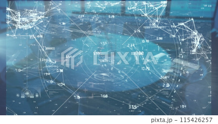 Image of digital interface with icons and data processing 115426257