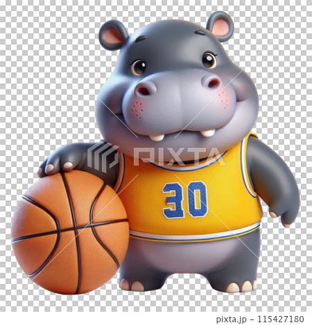 Hippo wearing a basketball uniform Hippo wearing a basketball uniform 115427180