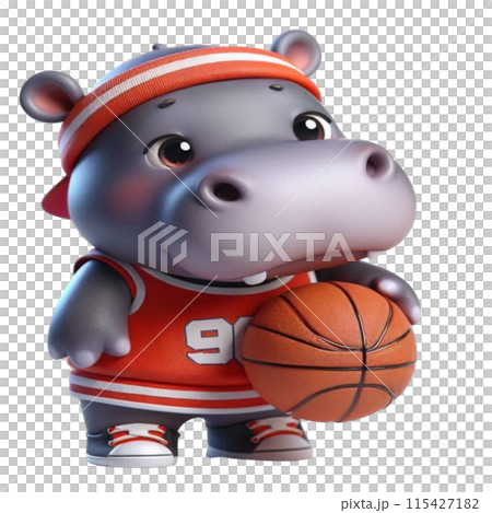 Hippo wearing a basketball uniform Hippo wearing a basketball uniform 115427182