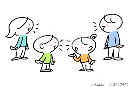 話し合いをする人々 家族 横顔 笑顔 おしゃべり 話す シンプルで可愛い線画イラスト 話し合いをする人々 家族 横顔 笑顔 おしゃべり 話す シンプルで可愛い線画イラスト 115427473