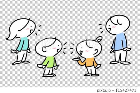 話し合いをする人々 家族 横顔 笑顔 おしゃべり 話す シンプルで可愛い線画イラスト 話し合いをする人々 家族 横顔 笑顔 おしゃべり 話す シンプルで可愛い線画イラスト 115427473