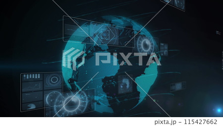 Image of data processing over globe 115427662
