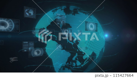 Image of data processing over globe 115427664