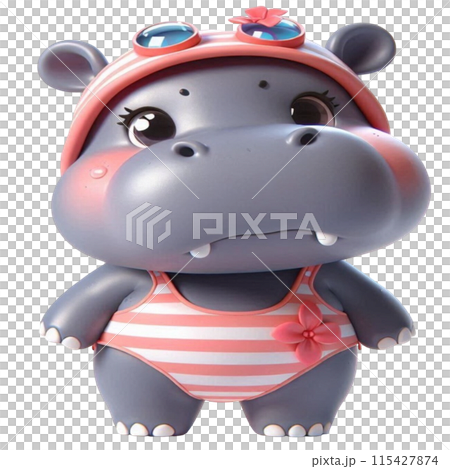 Hippo wearing a swimsuit 115427874