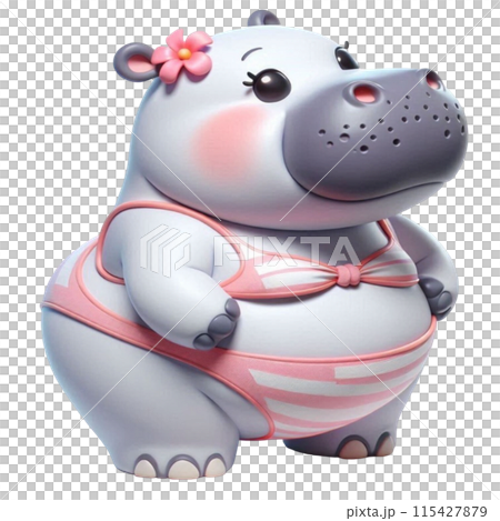 Hippo wearing a swimsuit 115427879