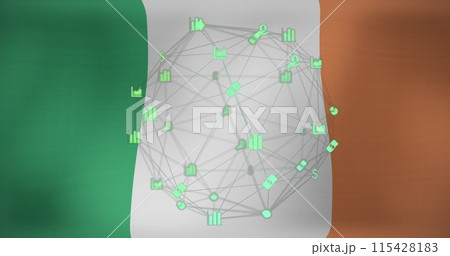 Image of data processing over flag of irelandのイラスト素材 [115428183] - PIXTA
