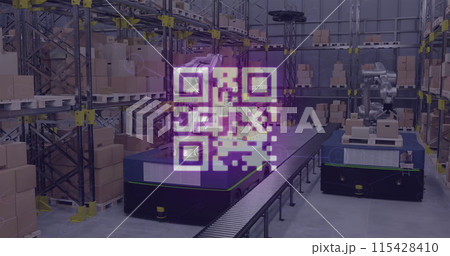 Image of qr code over warehouse 115428410