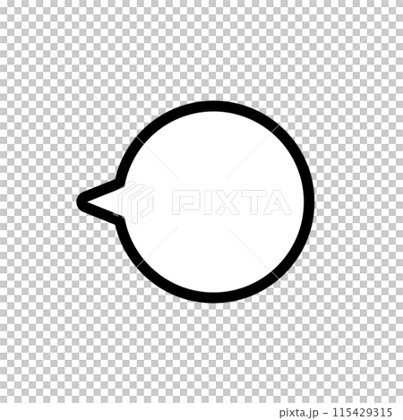 Round speech bubble left monochrome black and white line drawing simple illustration material Round speech bubble left monochrome black and white line drawing simple illustration material 115429315