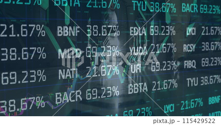 Image of financial data processing over business people 115429522