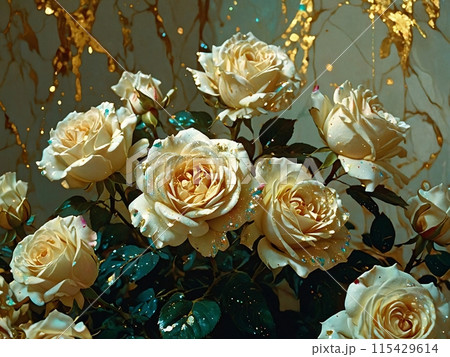 キラキラとした薔薇のイメージ素材-5 [AI生成・プロ仕上げ] 115429614