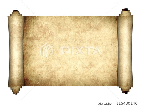 Old parchment. Isolated on white background. Copy space for your text. Mock up template. 3d render 115430140