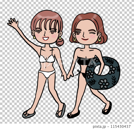 水着を着た女性のイラスト 115430437