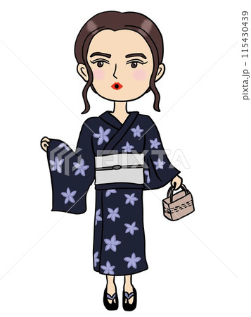 浴衣を着た女性のイラスト 115430439