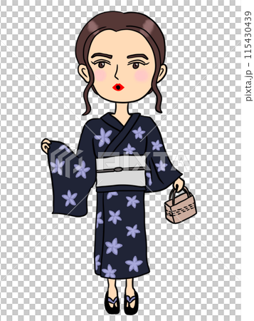 浴衣を着た女性のイラスト 115430439