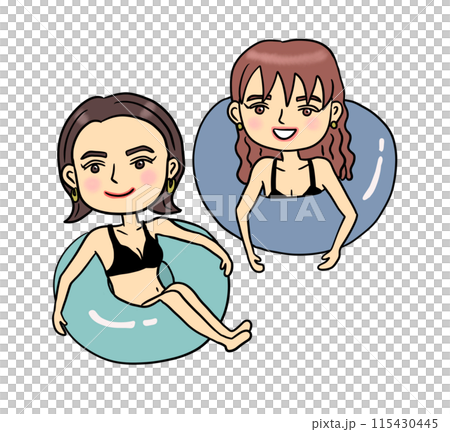 Illustration of a woman playing with a float 115430445