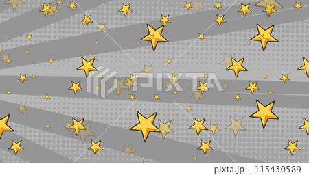 Image of stars over grey striped rotating background 115430589