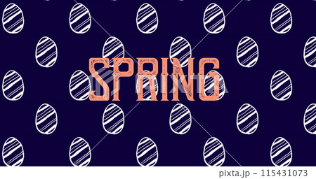 Image of spring over eggs on navy background 115431073