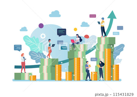 People with big money mountain. Power of compounding. People with big money mountain. Power of compounding. 115431829