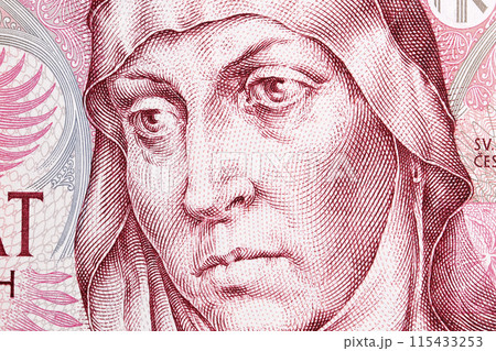 Agnes of Bohemia a closeup portrait from Czech money 115433253