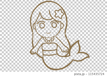 Mermaid illustration line drawing 115435724