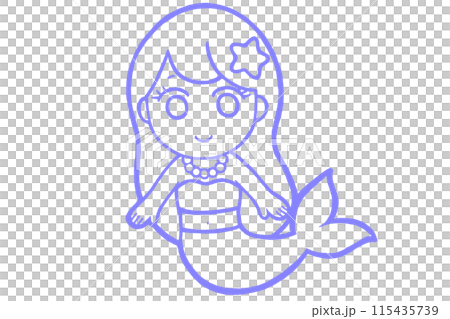 Mermaid illustration line drawing Mermaid illustration line drawing 115435739