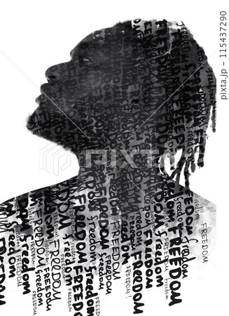 A black and white conceptual paintography portrait of a man looking up A black and white conceptual paintography portrait of a man looking up 115437290