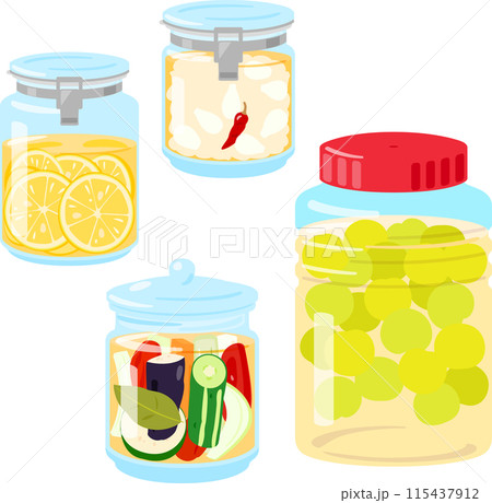 瓶詰めの自家製保存食 115437912