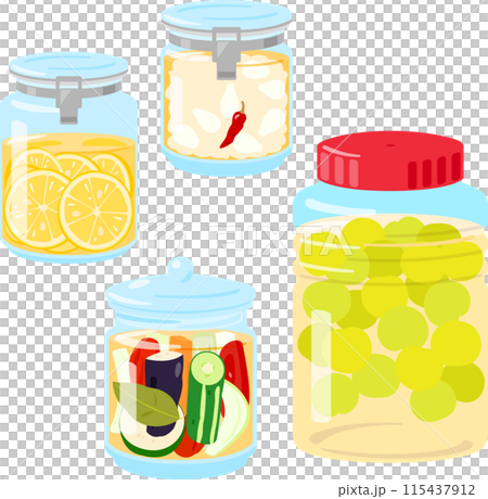 瓶詰めの自家製保存食 115437912