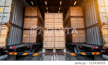 Truck transporting a European pallet load 115438050