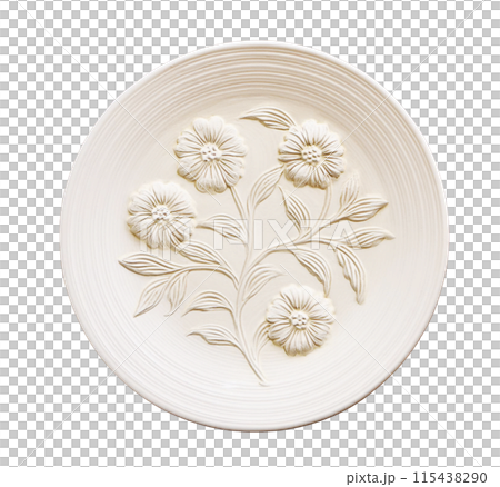 花が描かれたシンプルな白いお皿のイラスト素材 [115438290] - PIXTA