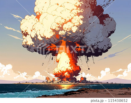 キノコ雲 爆発のイラスト-5 [AI生成・プロ仕上げ]のイラスト素材