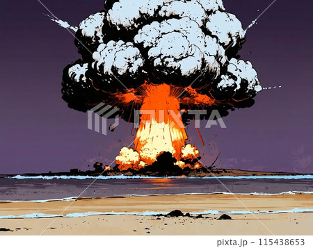 キノコ雲　爆発のイラスト-4 [AI生成・プロ仕上げ] 115438653