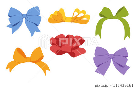 Ribbon bow set. Valentine day or wedding decorated tape bows. Ribbon bow set. Valentine day or wedding decorated tape bows. 115439161