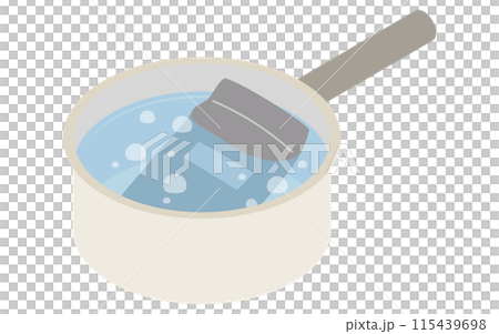在鍋中加熱蒸煮袋的插圖 在鍋中加熱蒸煮袋的插圖 115439698