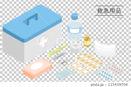 救急用品のアイソメトリックイラスト 救急用品のアイソメトリックイラスト 115439704