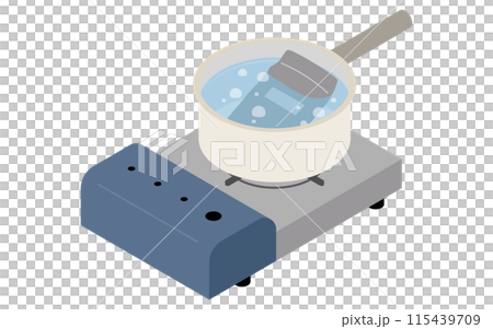 在卡式爐上加熱蒸煮袋的插圖 在卡式爐上加熱蒸煮袋的插圖 115439709