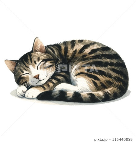 気持ちよさそうに眠る猫のイラスト 115440859