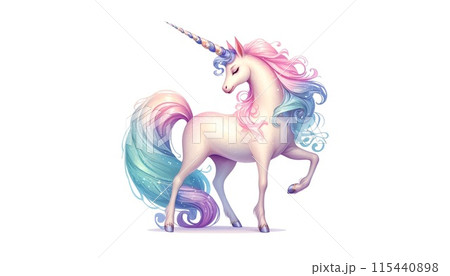 幻想的なデザインのユニコーンのイラストのイラスト素材 [115440898