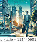 夜の街を歩くビジネスマン 115440951