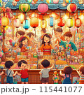 夏祭りを楽しむ人々のイラスト 115441077