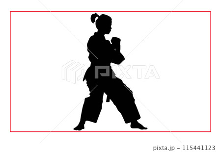 Martial art female karate silhouettes, Black silhouette illustration of female karate 115441123
