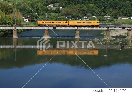穏やかに流れる高梁川を渡る115系電車_2024/5/17撮影 115441764