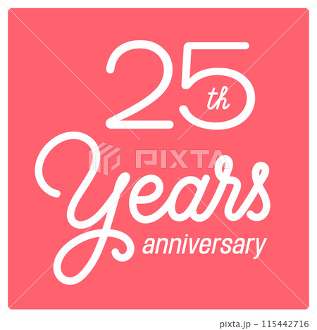 25 years anniversary vector icon, logo. Isolated graphic design with lettering and number 115442716