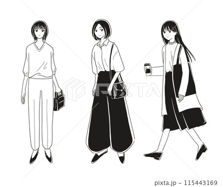 おしゃれな女性のセット おしゃれな女性のセット 115443169