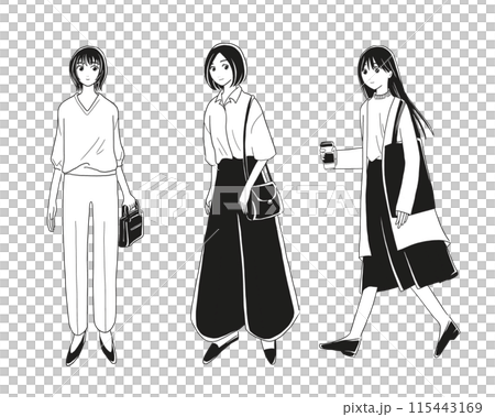 おしゃれな女性のセット おしゃれな女性のセット 115443169
