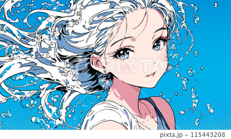 水を浴びている若い女性